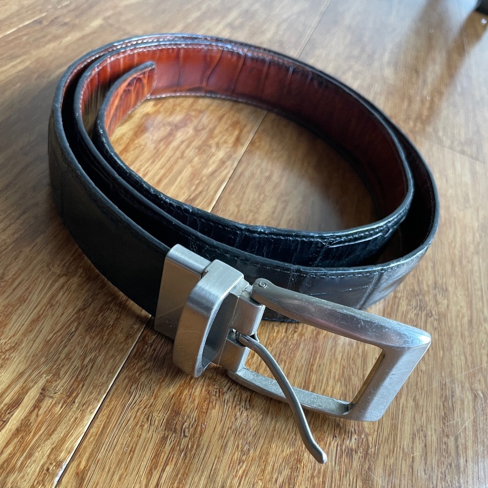 Men's Faux Crocodile Double-sided Belt, Size 40 (Runs small)